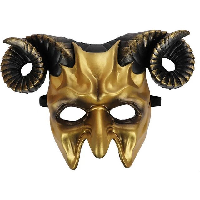 Halloween Party Headwear Cosplay Horror 3D Mask Bull Horn Mask Props Stage Show Accessories Performance Makeup Party