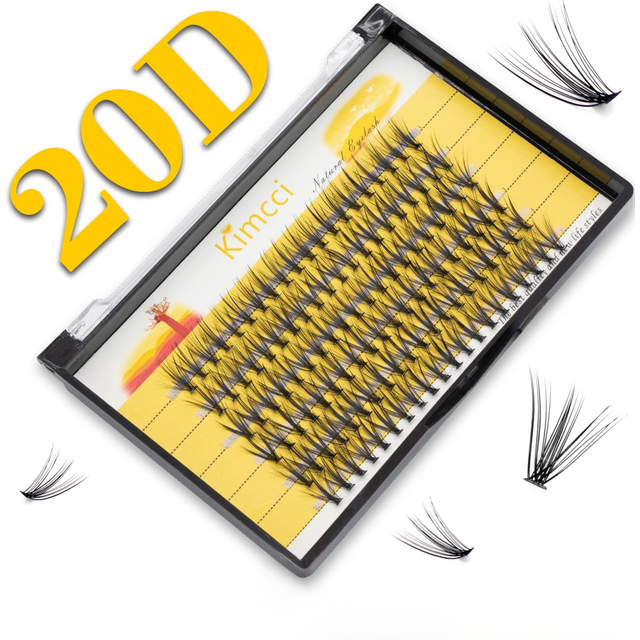 Kimcci 120 Bundles Mink Eyelash Extension Natural 3D Russian Volume Faux Eyelashes Individual 20D Cluster Lashes Makeup Cilia