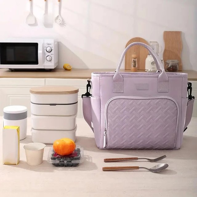Large Insulated Lunch Bag Cooler Hand Washable Durable Polyester Lunch Box With Padded Shoulder Strap for Work, School, Picnics