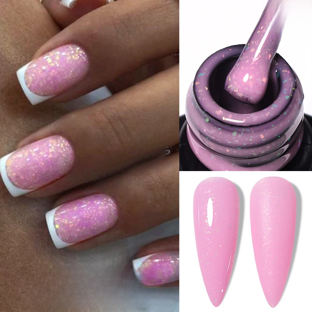 MEET ACROSS 7ml Quick Extension Gel Nail Polish Glitter Pink Gold Purple Milky White UV Gel Finger Prolong Varnish For Nails