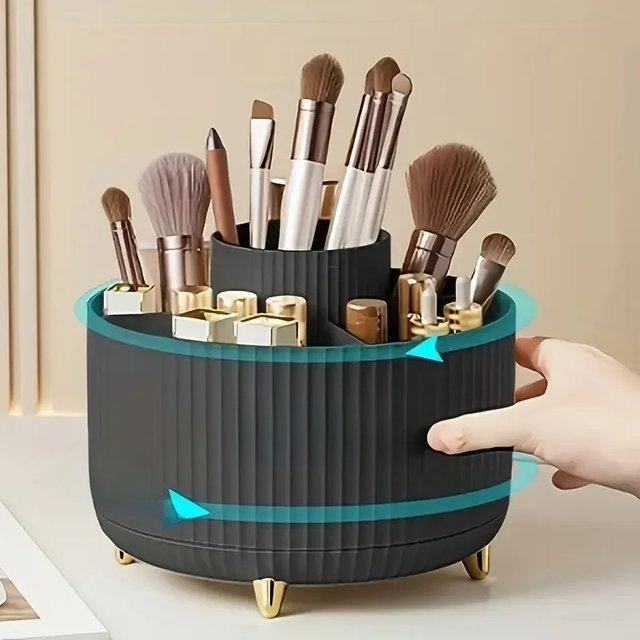 360° Rotating Storage Box Desktop Makeup Organizer Cosmetic Brush Holder Lipstick Eyebrow Pencil Holder Jewelry Container