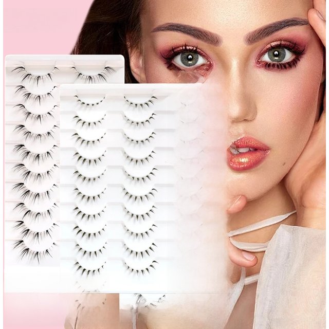 Bottom False Eyelashes Lower Lash Extensions 10 Pairs Under Fake Lashes Strip Manga Natural Look Pack Soft Make Up for women