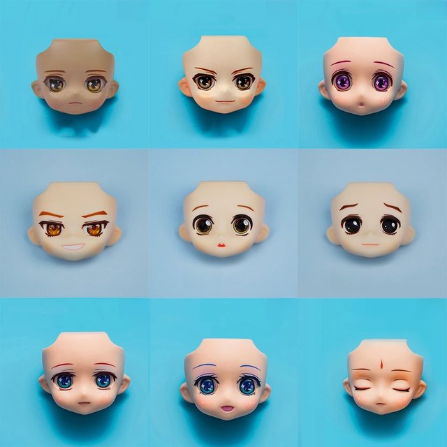 Original Ymy Replacement Face Plates With Makeup Eyes Doll Head For Gsc Ob11 Head Split Gsc Doll Face 1/12bjd Doll Accessories