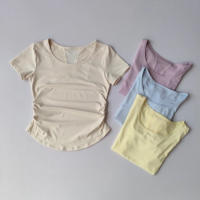 New Summer Cool Sunscreen Sports Top for women's Mesh Breathable Quick-drying Yoga Suit Short-sleeved Slimming Fitness Suit