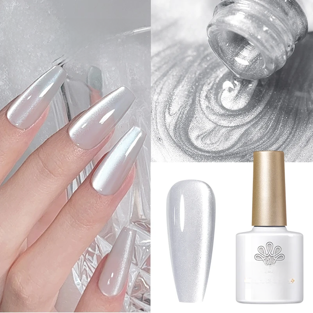 BORN PRETTY 10ml Silver Cat Magnetic Gel Nail Polish Moonlight White Light Nail Sparkling Glitter Semi Permanent Varnish