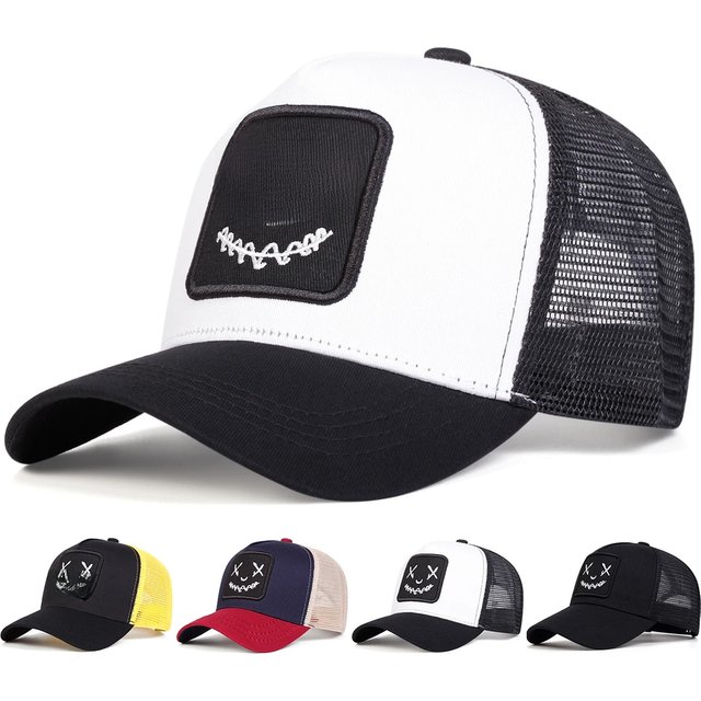Unisex XX Smiling Face Embroidery Baseball Net Caps Spring and Summer Outdoor Adjustable Casual Hats Sunscreen Hat