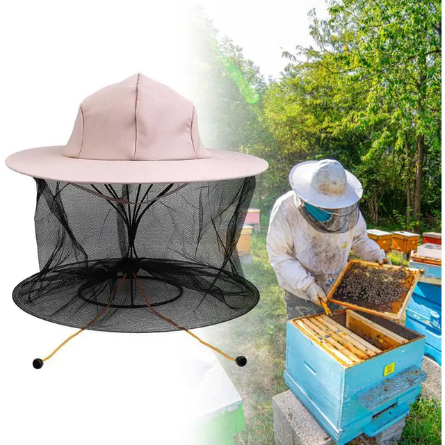 Bee Keeping Professional Beekeepers Hat With Wide Brim Face Thickening Sunscreen Half-Length Professional Bee Keeping Supplies
