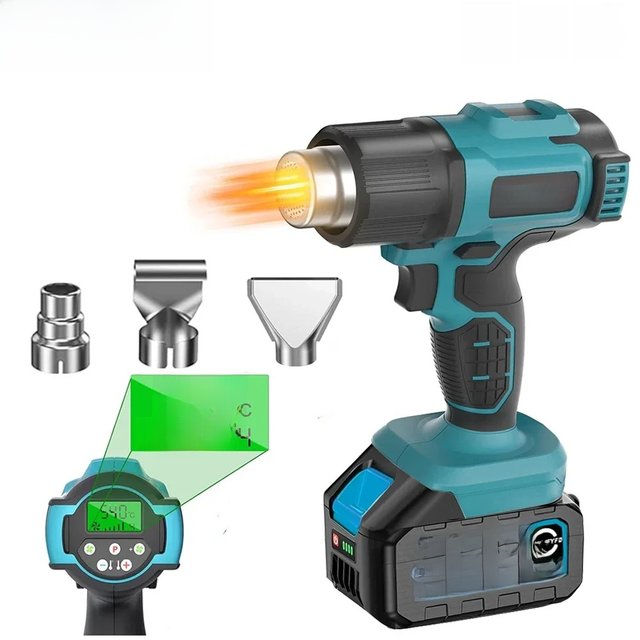 540℃ Electric Heat Gun Cordless Handheld Hot Air Gun with 3 Nozzles Industrial Home Hair Dryer machine For Makita 18V Battery