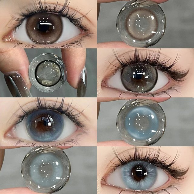 OVOLOOK 2PCS Anime Colored Contact Lenses Myopia Lenses for Eyes Cosmetic Natural Pupils Gradient Contact Lenses Gild Blue Lens