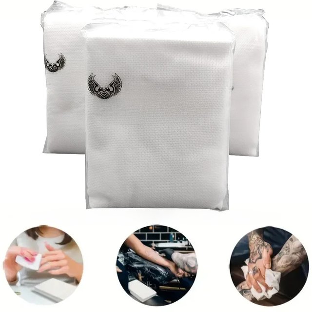 50/pcs Disposable Tattoo Wipe Paper Towel Tissue Non-woven Fabric Body Art Permanent Makeup Tattoo Cleaning Tool Tattoo Supplies