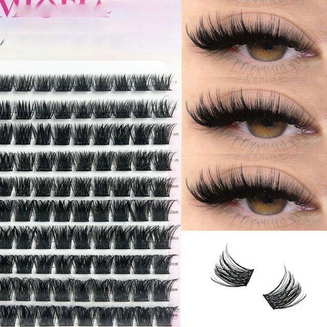 120 Cluster Individual Lashes D Curl 8-14mm Mixed Tray Natural Eyelash Extension 3D Faux Mink Eyelashes Bunches Makeup Tools
