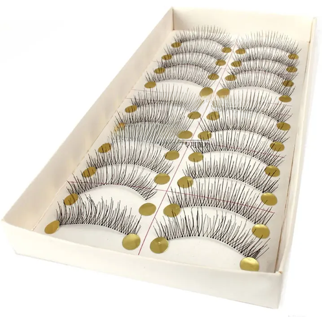 10 Pairs Handmade Transparent Plastic Full Strip Natural False Eyelashes Thick Eyelash Popular False Lashes Makeup