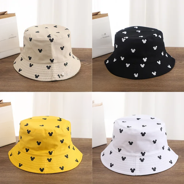 Disney Mickey Mouse Fisherman Hat Fashion Men Women Bucket Hats Cartoon Cotton Casual Cap Outdoor Shade Sunscreen Caps Gifts