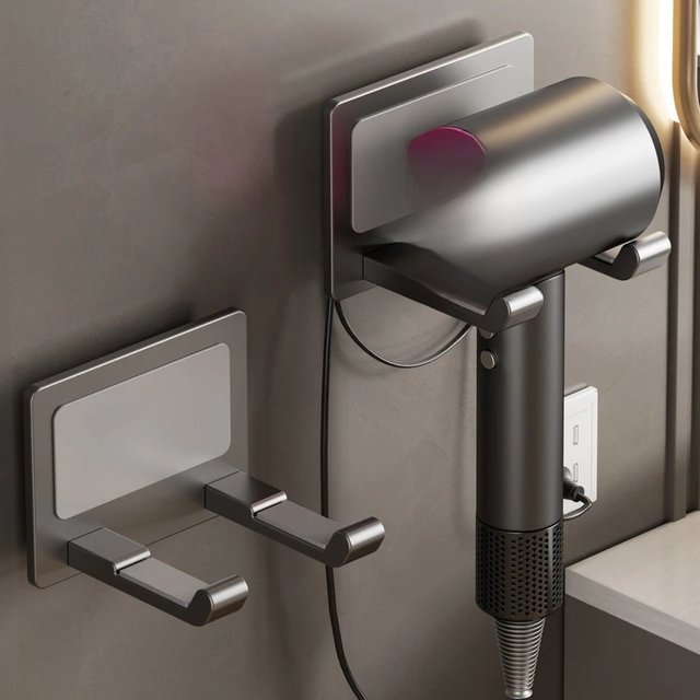 Wall Mounted Hair Dryer Holder Hair Straightener Dryer Hair Stand Bathroom Organizer Shelves Bathroom Organization Shelves