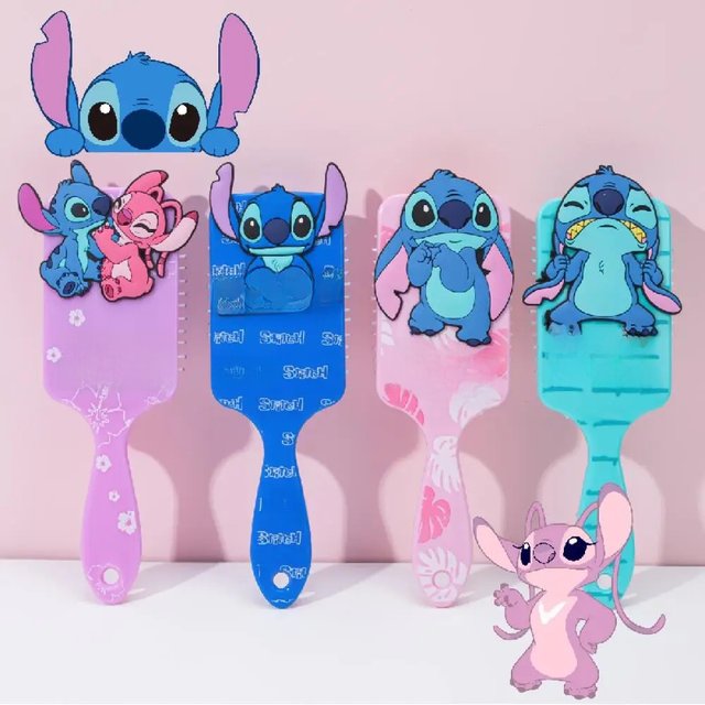 Anime Stitch and Angel Air Cushion Massage Comb Cute Cartoon Teens Gentle Scalp Massage Knots Smoothing Hair Brush Styling Tool
