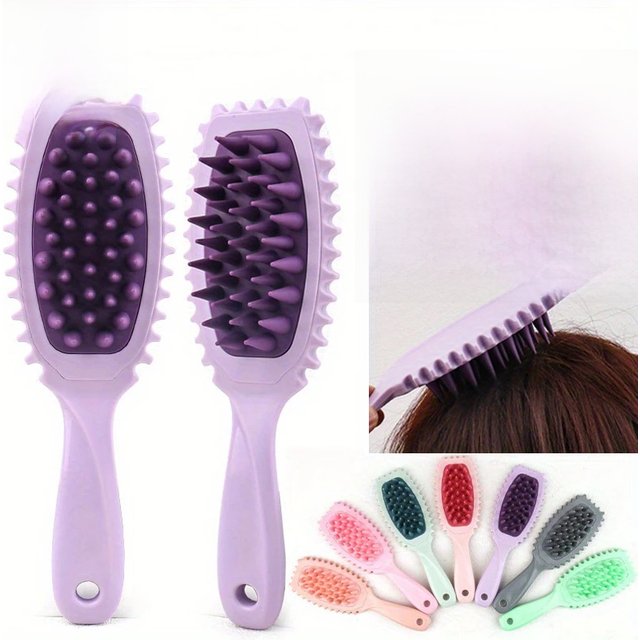 2-In-1 Long Handle Hair Brush Comb - Dual Color Ideal for Wet or Dry Hair, Scalp Massage for Itch Relief Exfoliating Bath Brush