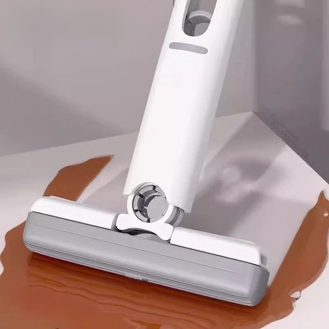iLMH Mini Mop Self Squeeze Mop Powerful Folding Household Clean Tool No Hand Wash Strong Absorbent Mop, Bathroom Kitchen Desktop