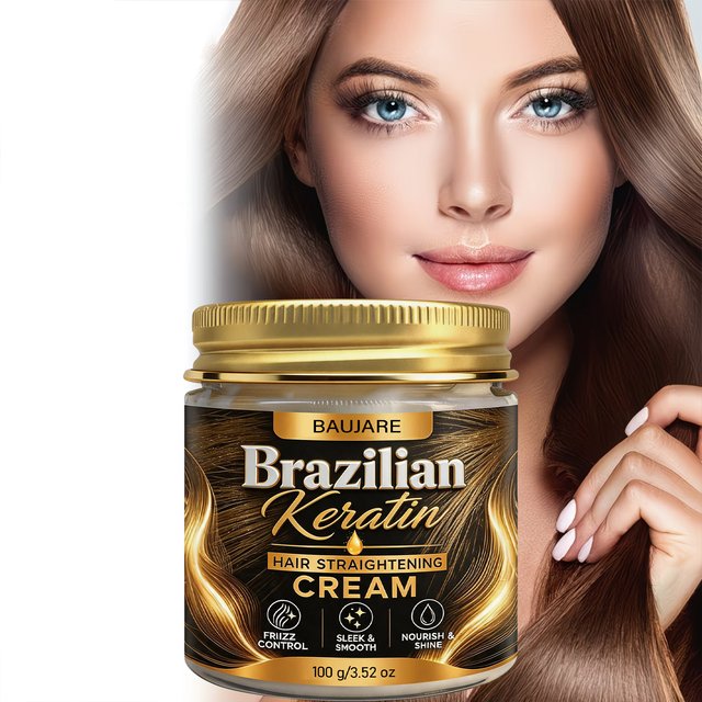 Brazilian Keratin Hair Straightening Cream Anti‑Frizz Nourish Smooth Shine Repair Dry Frizzy Damaged Hair Care Treatment Cream