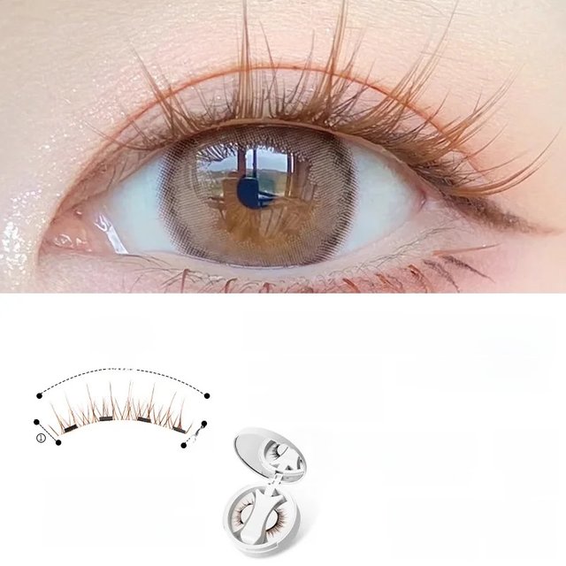 Brown Magnetic False Eyelashes Natural Soft Light Weight Eye Makeup Set With Applicater One-Piece Box Easy To Carry Eyelash Tool