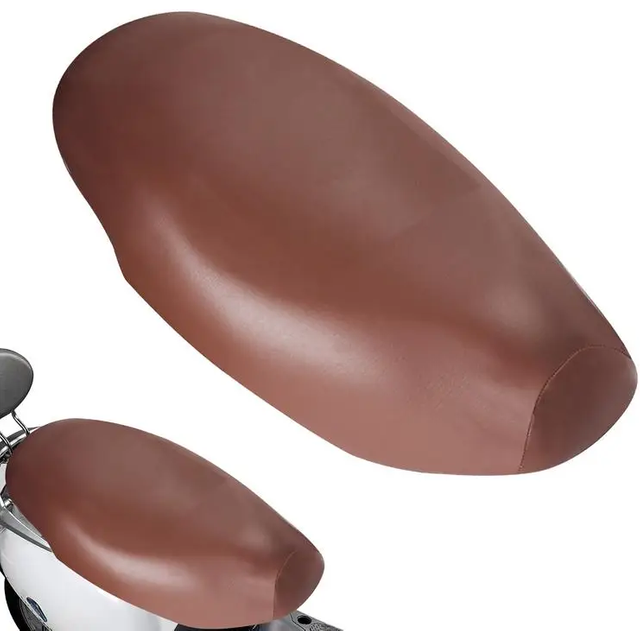 Brown Motorcycle Seat Cover PU Leather Cushion Cover Waterproof Dustproof Sunscreen Motorbike Scooter Cushion Seat Protector