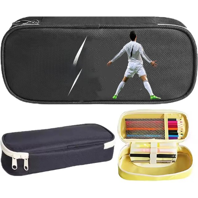 Fashion Football Ronaldo Signature Pencil Case Classic Pen Bag for Student Large Storage Students School Cosmetic Pencilcases