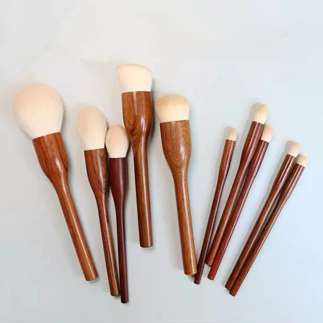 10PCS Sandalwood Makeup Brushes Set Powder Blush Foundation Blender Sculpting Eye Shadow Professional Beauty Make Up Brush
