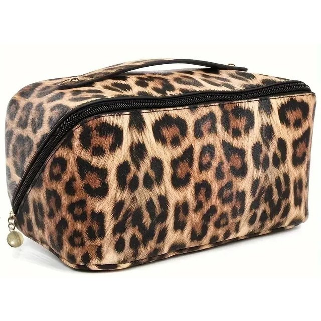 PU Leopard Print Pillow Makeup Bag Large Capacity Cosmetic Storage Bag Portable Travel Toiletry Bag