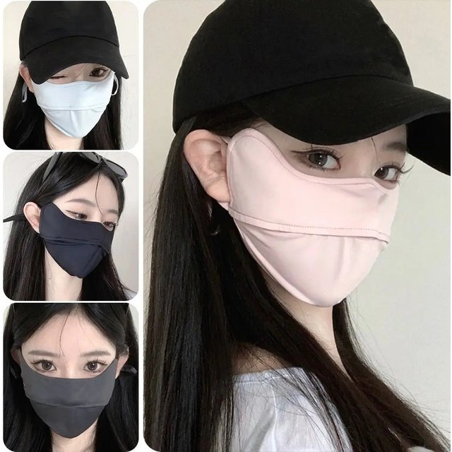 Anti-UV UPF50+ Ice Silk Sunscreen Mask Unisex Face Veil Summer Outdoor Riding Hiking Face Mask Breathable Face Cover Scarf