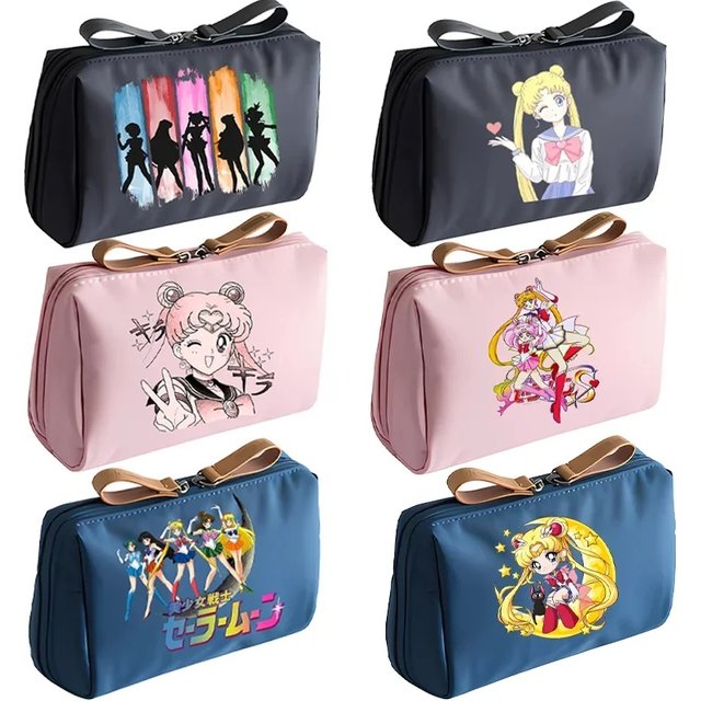 Sailor Moon Women Fashion Cosmetic Bag Portable Organizer Bags Cute Cartoon Anime Print Large Capacity Clutch Pouch Travel Gifts