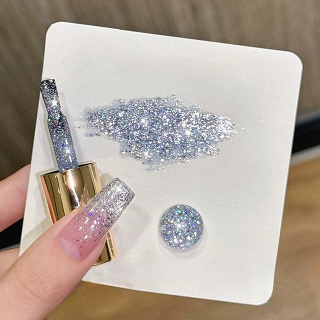 MIANEL 1-12PCS Star-chasing Moon-chasing Gel Nail Polish 2026 Popular Whitening Strobe Sequin Flashing Nail Polish White Nails