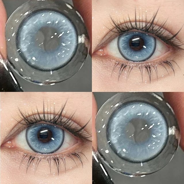 YIMEIXI 2Pcs New Pattern Color Colored Contact Soft Circular Lenses Beauty Pupil Blue Series Eyes Makeup Blue High Quality