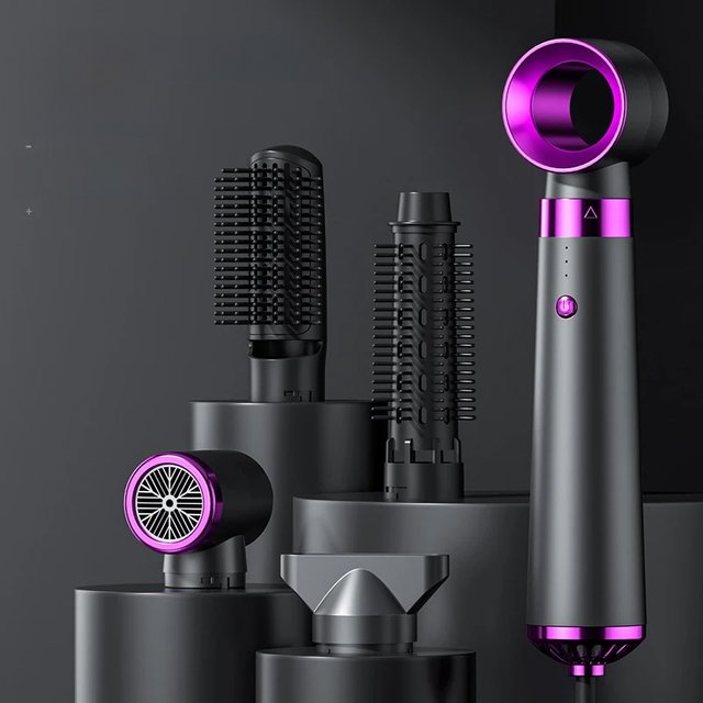 2025 Electric Hair Dryer 5in1 Multifunctional Hair Straightener Negative Ion Hair Care Curler Blow Dryer Styling Set Strong Wind