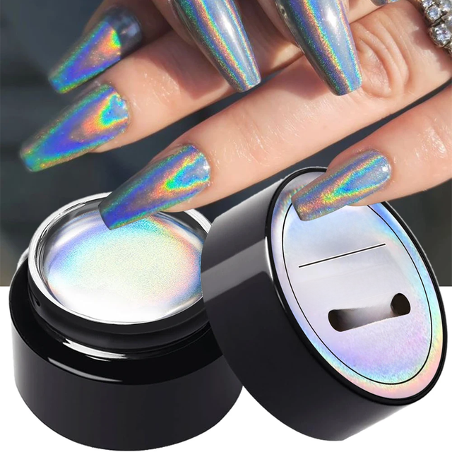 5/7/8/10ml Metallic Painting Gel Nail Polish Silver Mirror Chrome Holographic Laser Rainbow Effect Metal Painting Gel Soak Off