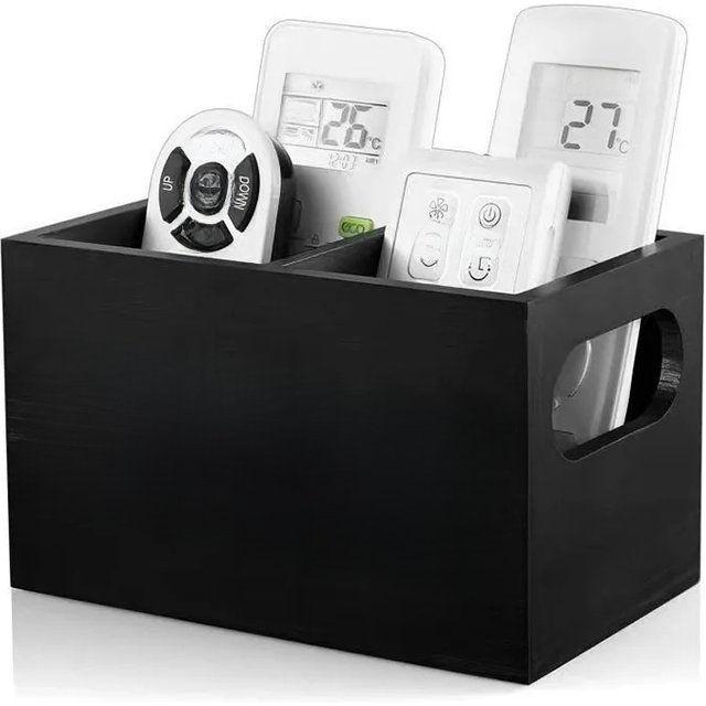 Wooden Remote Control Storage Box with Dividers Makeup Organizer Tea Bag Coffee Packet Storage Box