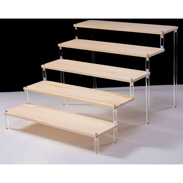 1-5 Tier Wood Acrylic Display Stand Hand-made Figure Doll Décor Toy Animation Car Model Blind Box Perfume Shelves Organizers