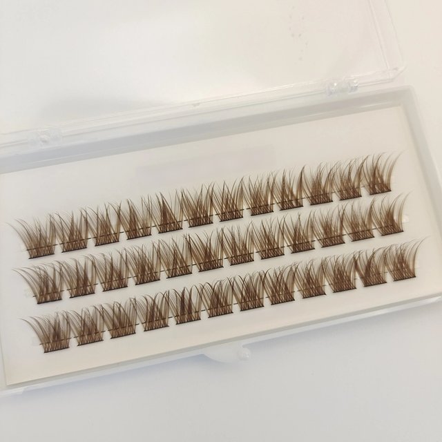 Brown F001 Hand Made Eyelash Extension Segmented Flase Lashes Dramatic Lash Bundles Soft Ribbon Eyelashes Makeup Lashes