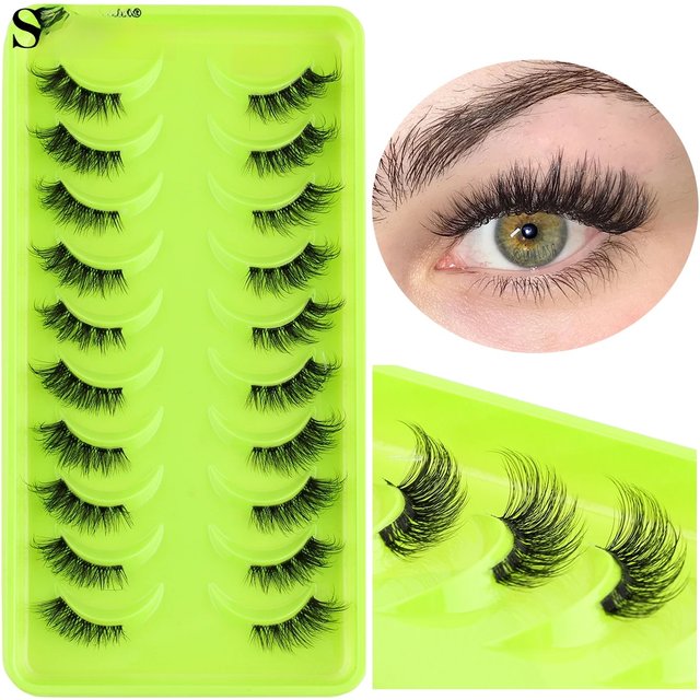 Half Lashes 3/10Pairs 3D Mink Eyelash Extension Natural Long Cat Eye Lashes Makeup False Eyelashes faux Cils Wispy Handmade Lash