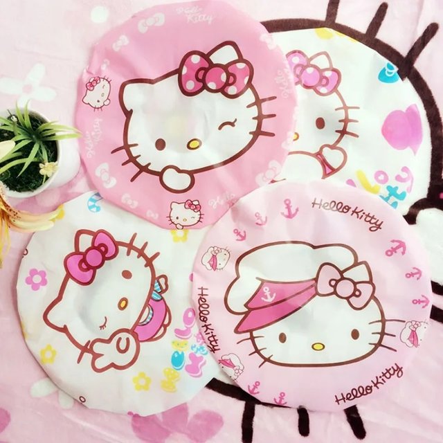 Sanrio Pattern Shower Cap Anime Hello Kitty Kawaii Shower Dust Proof Sanitary Hat Cartoon Cap Waterproof Hair Care Girls Gifts