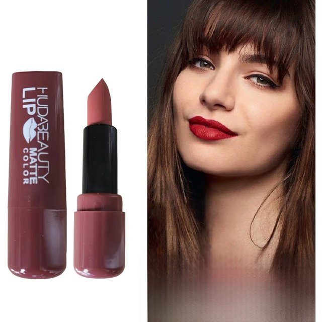 6 colors Lipstick Matte 3.8g Huda Nued Lip Gloss Waterproof Lip Glaze Tint Non-stick Non-Fading Lips Makeup Cosmetic Lip Care