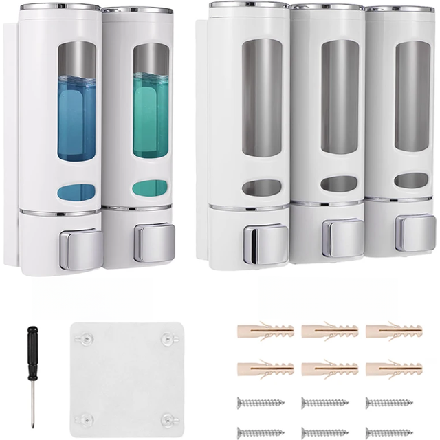 2/3 Heads Shower Soap Dispenser Wall Mounted Adhesive Bathroom Shampoo Handwashing Fluid Conditioner Storage Container