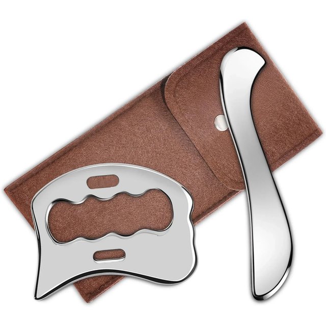 Stainless Steel Muscle Scraper Tools Set Gua Sha Metal Scraping Tool for Physical Therapy Facial Tools&Derma Edge Massage Tool