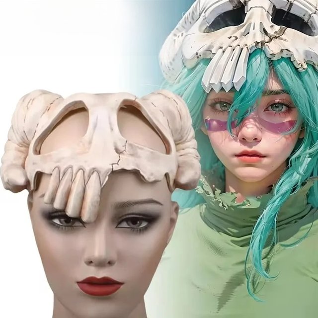 Bleach Neliel PU Mask Anime Antelope Skull Half Face Mask Comic-Con Cosplay Accessories Prop Masquerade Halloween Party Gift