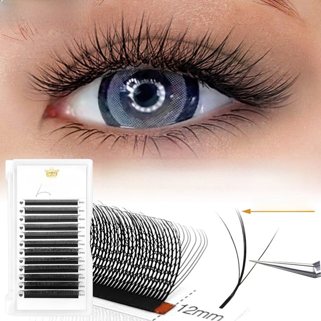 CoMango 3D Spike Clover Eyelashes Extension C/D Curl Hybrid Eyelashes W Style False Lash Extensions for Natural Makeup