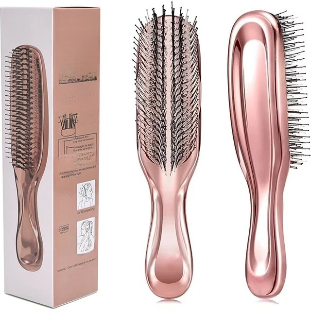 Japanese Premium Head Massager Scalp Brush Hair Massager Shampoo Brush Wet Plastic Detangling Brush Hair Cleaning Comb Rose Gold