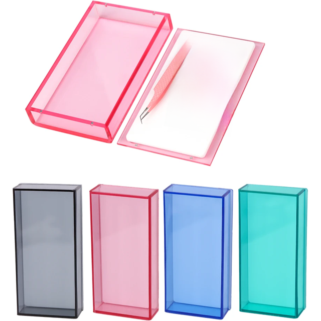 Eyelash Extensions Acrylic Lash Holder Eyelashes Pallet Storage Box Case Eyelash Stripes Tile Dust-proof Cover Makeup Tools