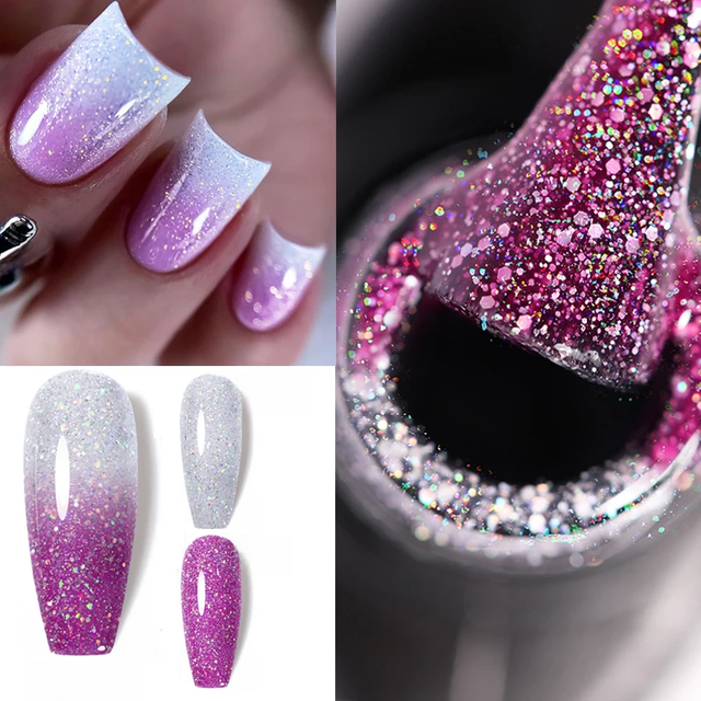 UR SUGAR Glitter Thermal Gel Nail Polish 3 Colors Changing Soak Off Gel Semi Permanent Varnish Hybird Nail Polish Nails Art