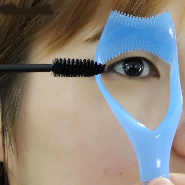 1-3PCS Mascara Applicator 3 in 1 Template with Eyelash Curler Guard and Case, Eyeliner Holder, Eyelash Aid, Eyebrow Drawing Tool