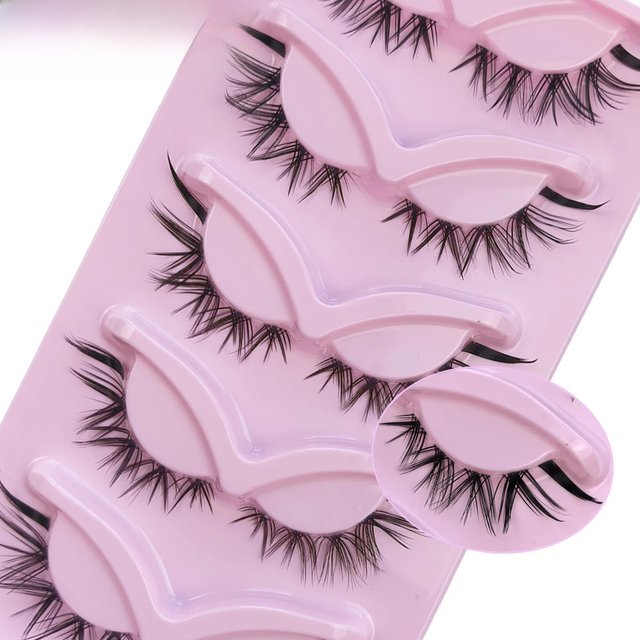 HBZGTLAD Cat Eye Lashes Natural Look Fox False Eyelashes Gorgeous Wispy & Lightweight Faux Mink Lashes for Doll Eye Makeup