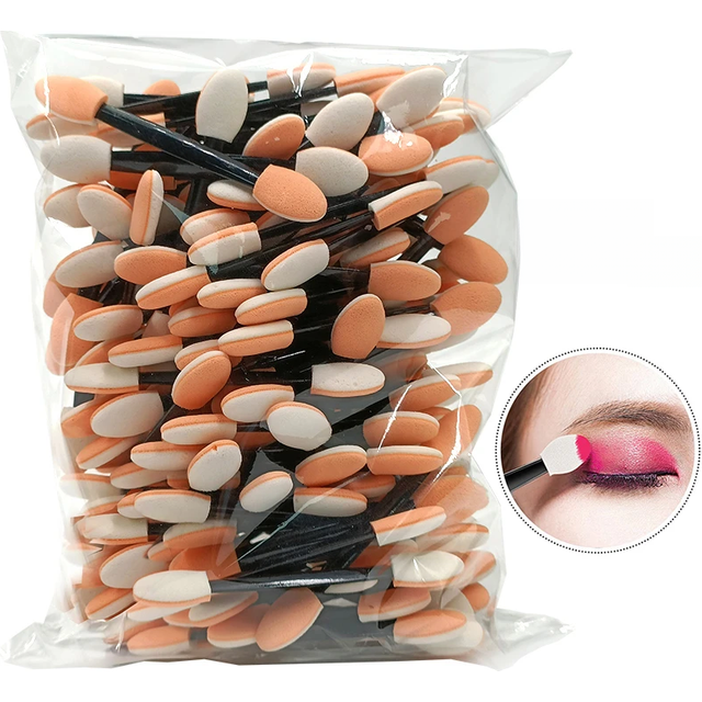 100Pcs/ Bag Small Portable Eyeshadow Applicators In Bulk Double Sponge Eye Shadow Brush Makeup Mini Tools Wholesale