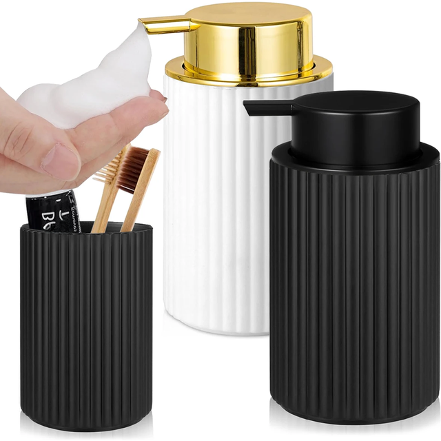 Foaming Soap Dispenser Black Foam Hand Soap Dispenser for Bathroom&Kitchen Hand and Dish Liquid Foaming Pump Bottle
